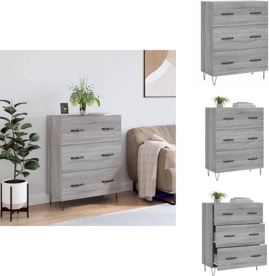 VidaXL Dressoir Dressoirs Kast Buffetkast Dressoir 69 5x34x90 cm bewerkt hout grijs sonoma eikenkleurig