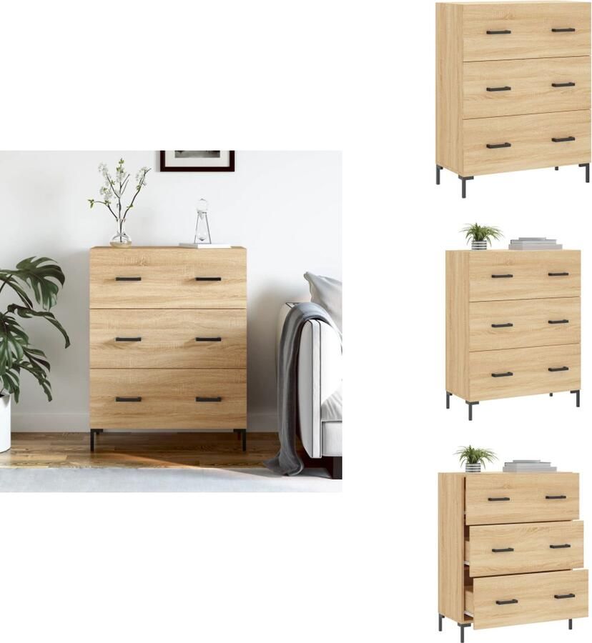 VidaXL Dressoir Dressoirs Kast Buffetkast Dressoir 69 5x34x90 cm bewerkt hout sonoma eikenkleurig