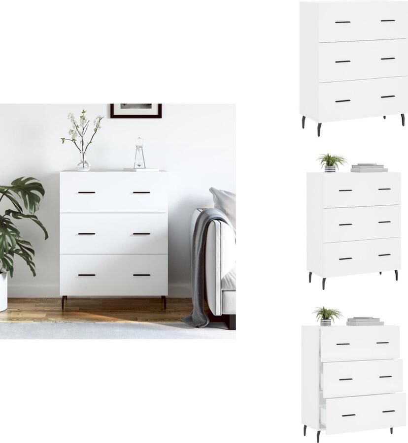 VidaXL Dressoir Dressoirs Kast Buffetkast Dressoir 69-5x34x90 cm bewerkt hout wit