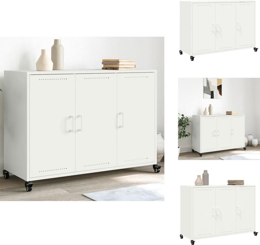 VidaXL Dressoir Dressoirs -kast Dressoirkast Dressoir 100 5x39x72 cm staal wit