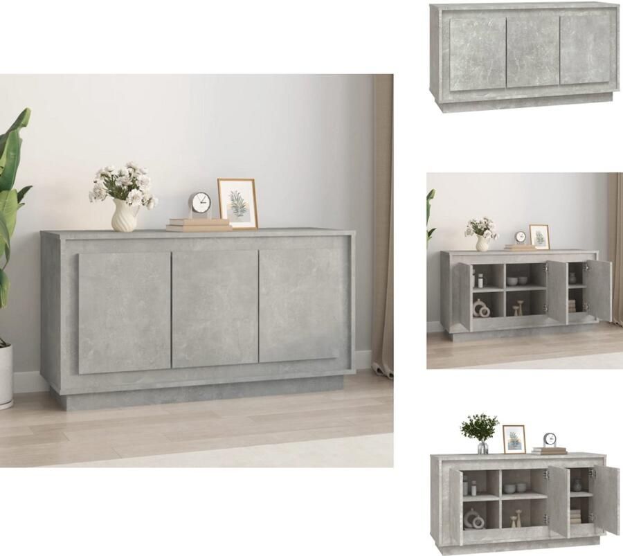 VidaXL Dressoir Dressoirs Kast Dressoirkast Dressoir 102x35x55 cm bewerkt hout betongrijs