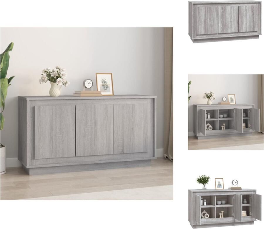 VidaXL Dressoir Dressoirs Kast Dressoirkast Dressoir 102x35x55 cm bewerkt hout grijs sonoma eikenkleurig - Foto 2