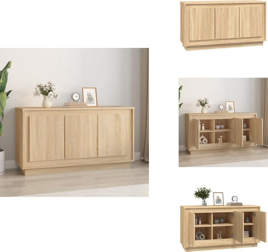 VidaXL Dressoir Dressoirs Kast Dressoirkast Dressoir 102x35x55 cm bewerkt hout sonoma eikenkleurig