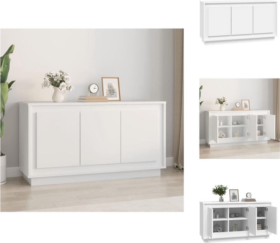 VidaXL Dressoir Dressoirs Kast Dressoirkast Dressoir 102x35x55 cm bewerkt hout wit - Foto 2