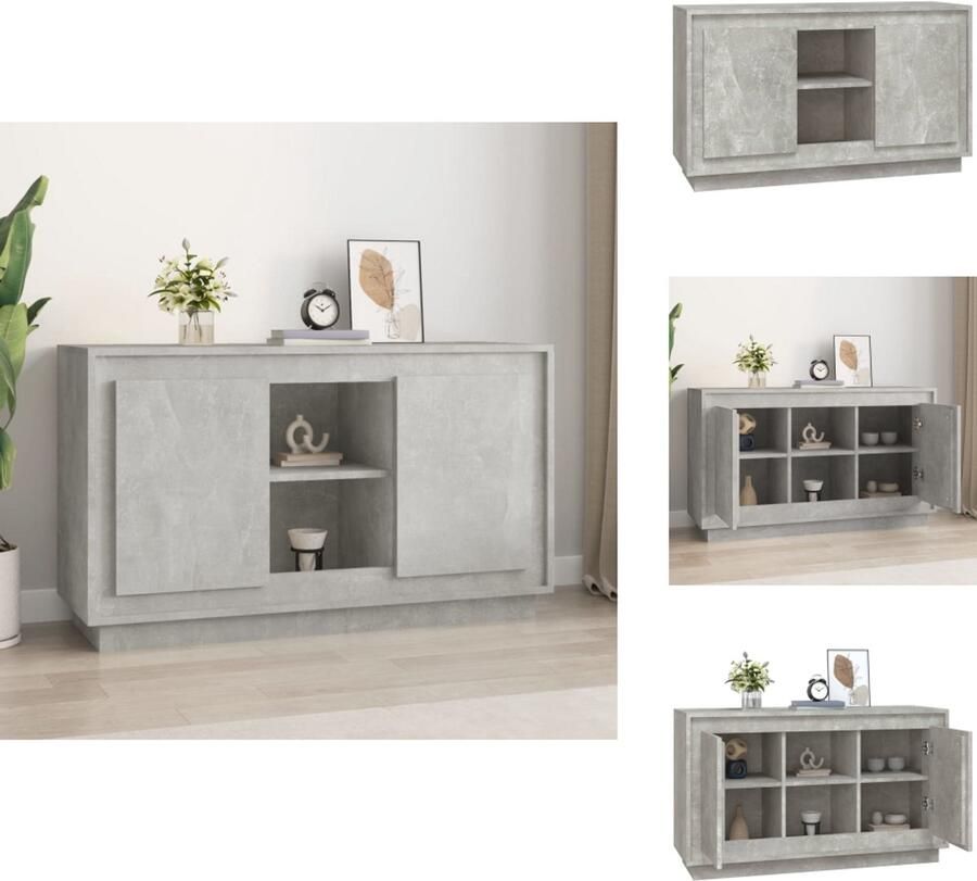 VidaXL Dressoir Dressoirs Kast Dressoirkast Dressoir 102x35x60 cm bewerkt hout betongrijs