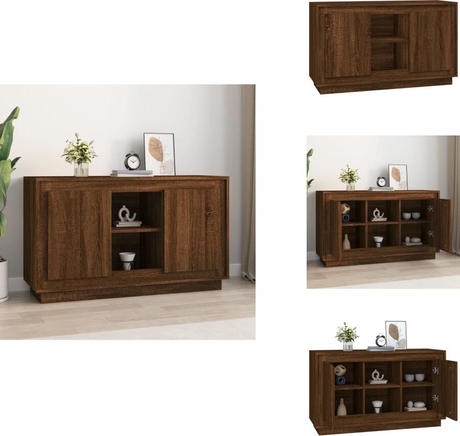 VidaXL Dressoir Dressoirs Kast Dressoirkast Dressoir 102x35x60 cm bewerkt hout bruineikenkleurig