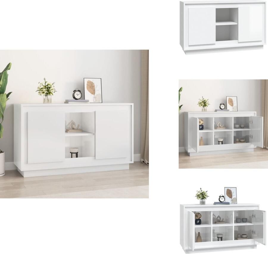 VidaXL Dressoir Dressoirs Kast Dressoirkast Dressoir 102x35x60 cm bewerkt hout hoogglans wit