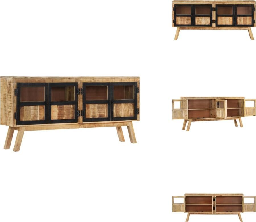 VidaXL Dressoir Dressoirs Kast Dressoirkast Dressoir 160x30x76 cm massief mangohout bruin en zwart - Foto 2