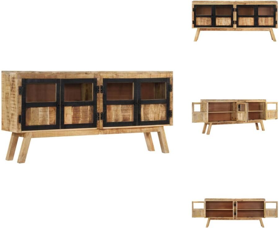 VidaXL Dressoir Dressoirs Kast Dressoirkast Dressoir 160x30x76 cm massief mangohout bruin en zwart