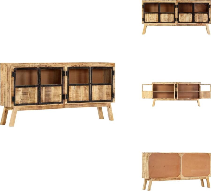 VidaXL Dressoir Dressoirs Kast Dressoirkast Dressoir 160x30x80 cm massief ruw mangohout bruin en zwart