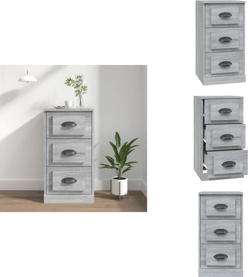 VidaXL Dressoir Dressoirs Kast Dressoirkast Dressoir 36x35 5x67 5 cm bewerkt hout grijs sonoma eikenkleurig - Foto 2