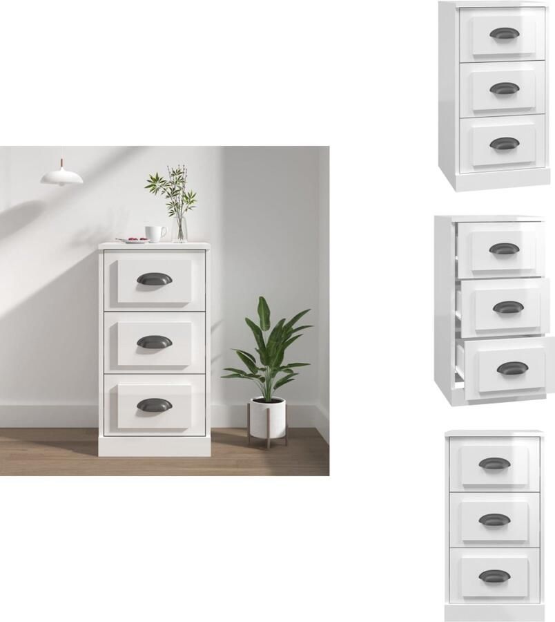 VidaXL Dressoir Dressoirs Kast Dressoirkast Dressoir 36x35-5x67-5 cm bewerkt hout hoogglans wit