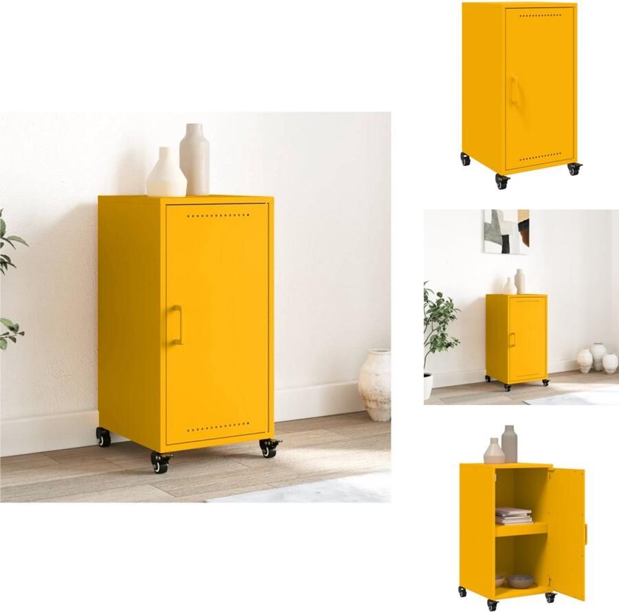 VidaXL Dressoir Dressoirs -kast Dressoirkast Dressoir 36x39x72 cm staal mosterdgeel