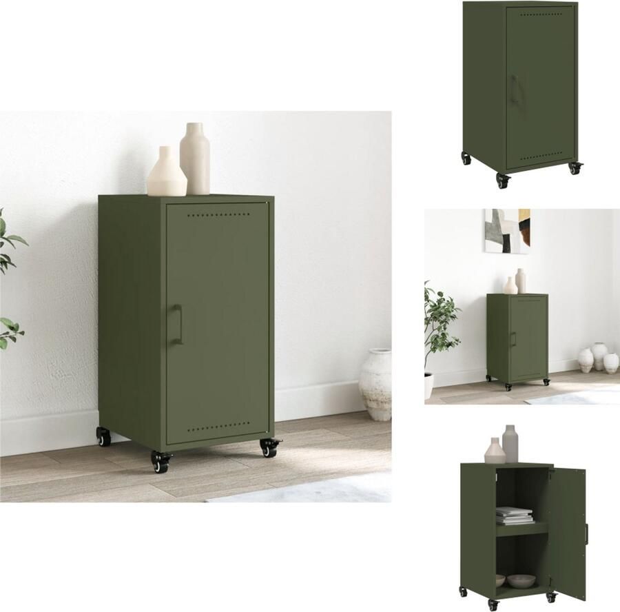 VidaXL Dressoir Dressoirs -kast Dressoirkast Dressoir 36x39x72 cm staal olijfgroen