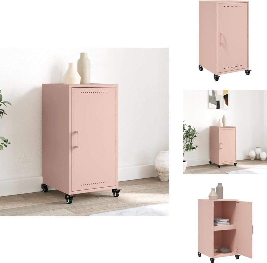 VidaXL Dressoir Dressoirs -kast Dressoirkast Dressoir 36x39x72 cm staal roze