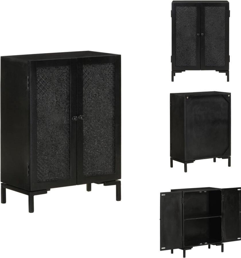 VidaXL -Dressoir-55x30x77-cm-massief-mangohout-en-ijzer-zwart - Foto 3