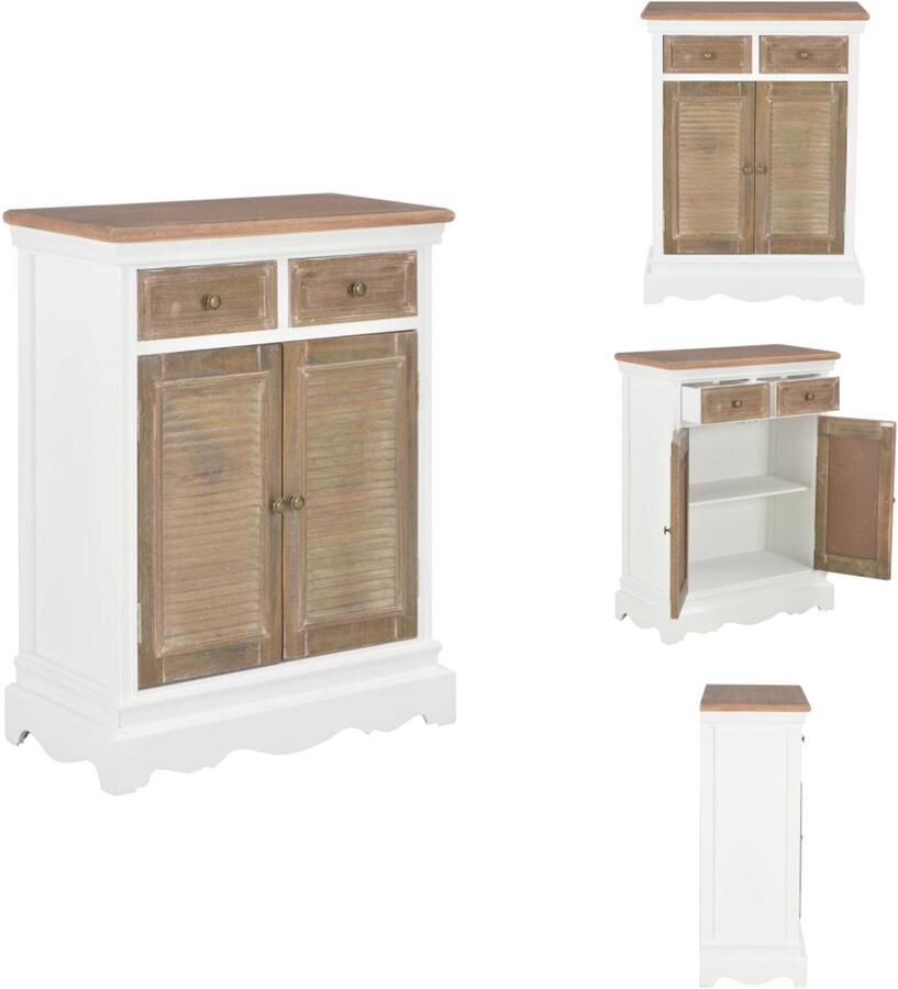 VidaXL Dressoir Dressoirs Kast Dressoirkast Dressoir 60x30x80 cm massief hout wit