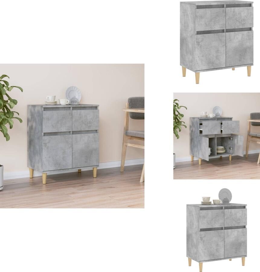 VidaXL Dressoir Dressoirs Kast Dressoirkast Dressoir 60x35x70 cm bewerkt hout betongrijs - Foto 3