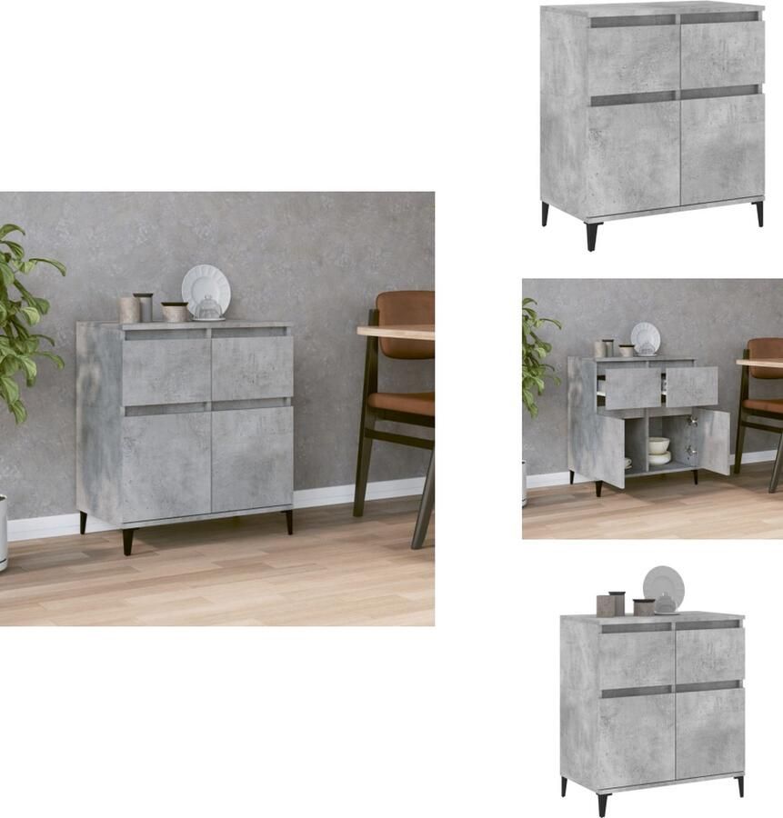 VidaXL Dressoir Dressoirs Kast Dressoirkast Dressoir 60x35x70 cm bewerkt hout betongrijs - Foto 4