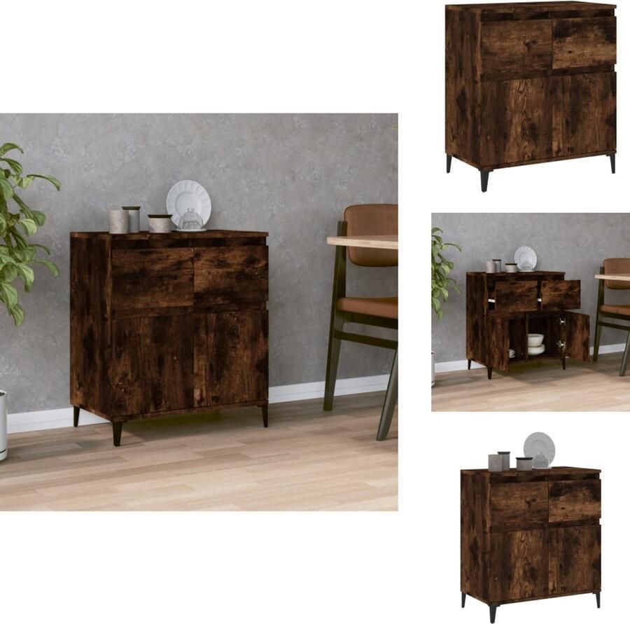VidaXL Dressoir Dressoirs Kast Dressoirkast Dressoir 60x35x70 cm bewerkt hout gerookt eikenkleurig