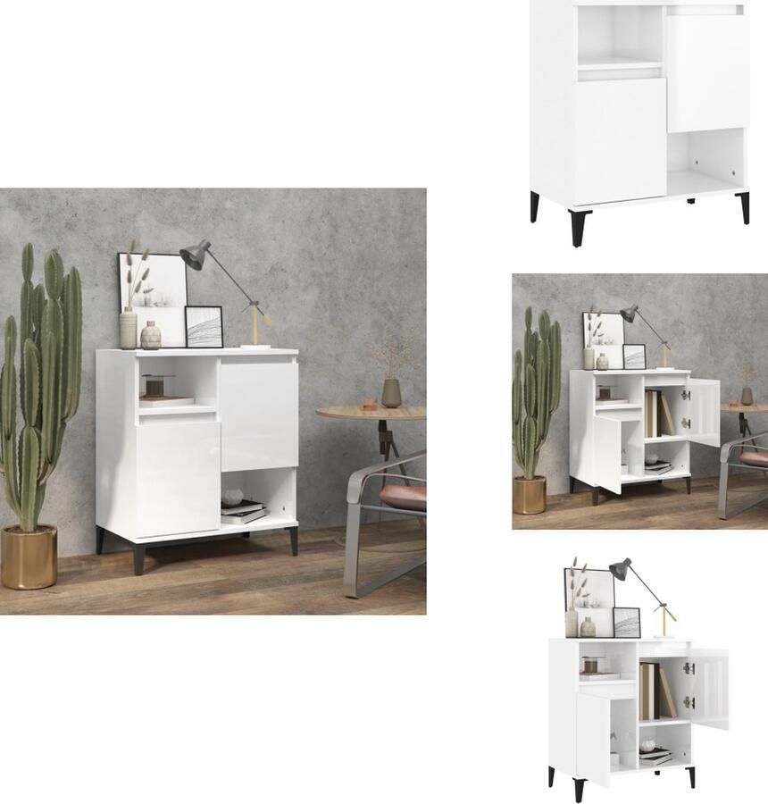 VidaXL Dressoir Dressoirs Kast Dressoirkast Dressoir 60x35x70 cm bewerkt hout hoogglans wit