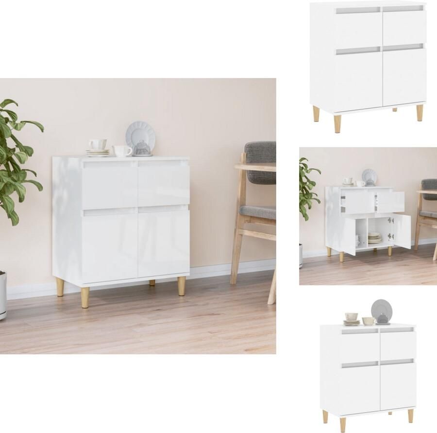 VidaXL Dressoir Dressoirs Kast Dressoirkast Dressoir 60x35x70 cm bewerkt hout hoogglans wit