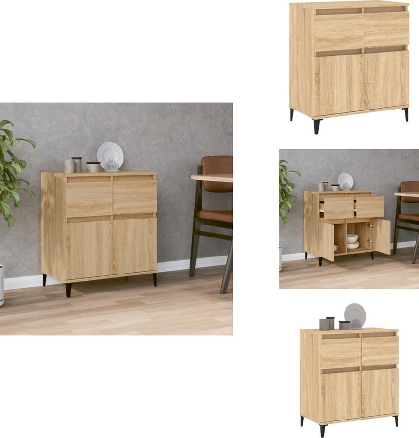 VidaXL Dressoir Dressoirs Kast Dressoirkast Dressoir 60x35x70 cm bewerkt hout sonoma eikenkleurig - Foto 2