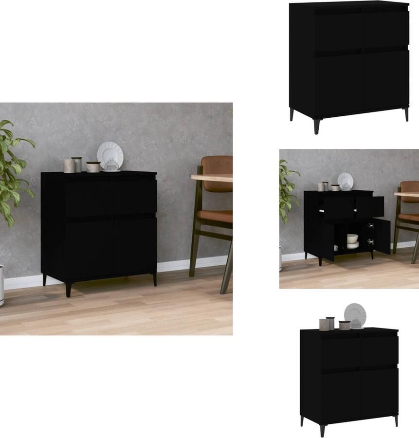 VidaXL Dressoir Dressoirs Kast Dressoirkast Dressoir 60x35x70 cm bewerkt hout zwart