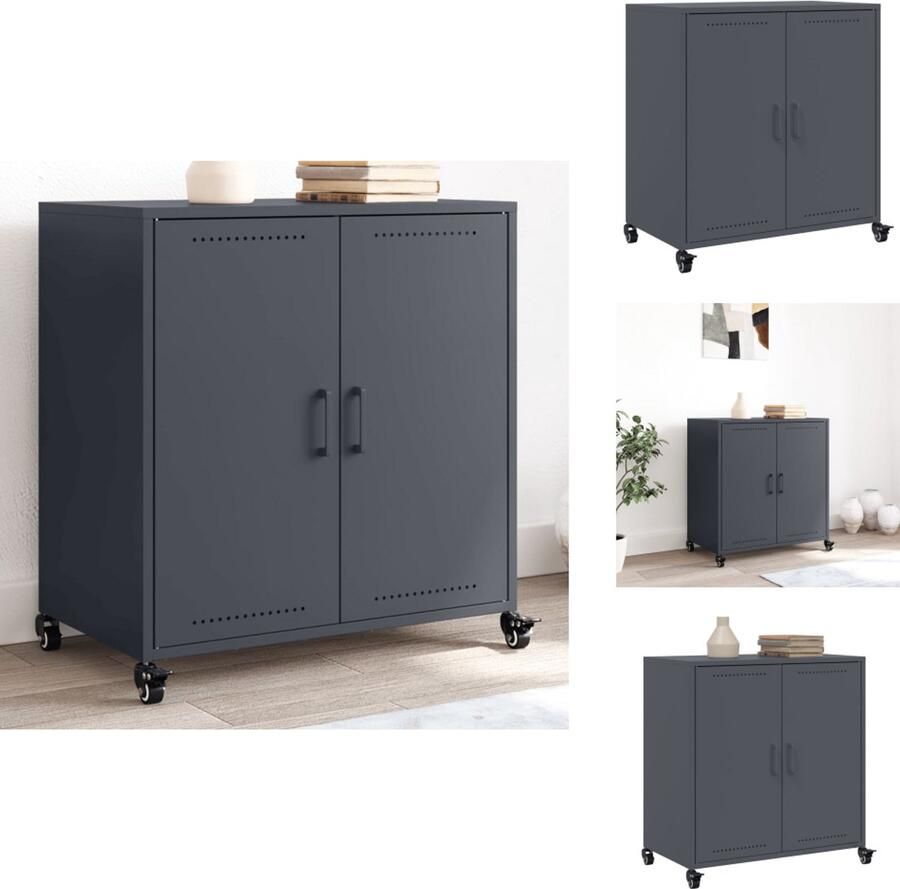 VidaXL Dressoir Dressoirs -kast Dressoirkast Dressoir 68 5x39x72 cm staal antracietkleurig