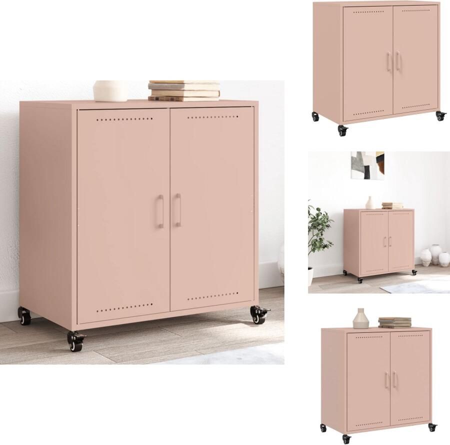 VidaXL Dressoir Dressoirs -kast Dressoirkast Dressoir 68 5x39x72 cm staal roze