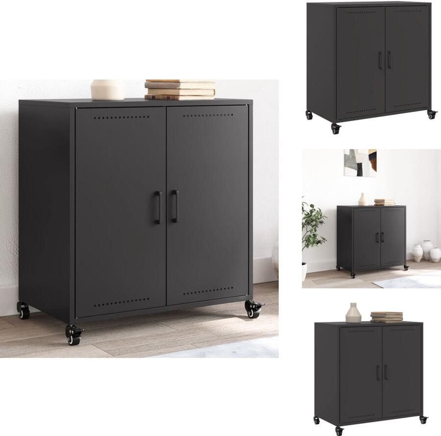 VidaXL Dressoir Dressoirs -kast Dressoirkast Dressoir 68 5x39x72 cm staal zwart