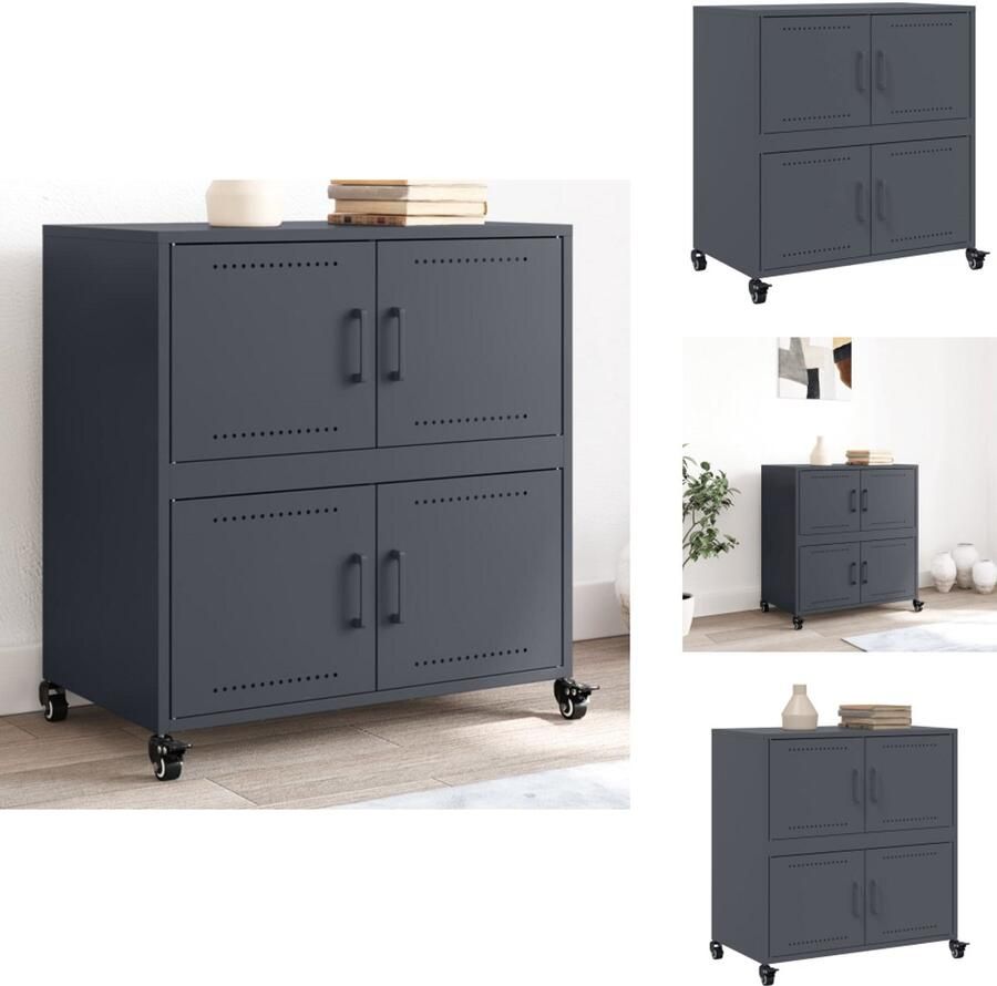 VidaXL Dressoir Dressoirs -kast Dressoirkast Dressoir 68x39x72 cm staal antracietkleurig