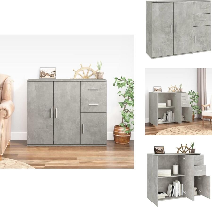 VidaXL Dressoir Dressoirs Kast Dressoirkast Dressoir 91x29 5x75 cm bewerkt hout betongrijs