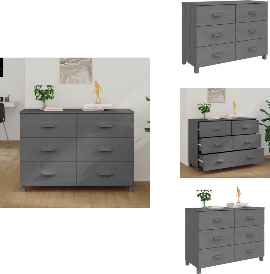 VidaXL Dressoir Dressoirs Kast Dressoirkast Dressoir HAMAR 113x40x80 cm massief grenenhout donkergrijs
