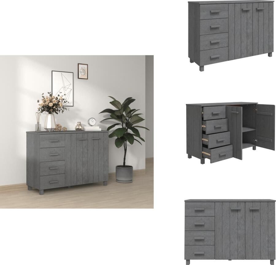VidaXL Dressoir Dressoirs Kast Dressoirkast Dressoir HAMAR 113x40x80 cm massief grenenhout donkergrijs