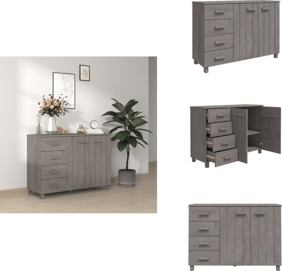 VidaXL Dressoir Dressoirs Kast Dressoirkast Dressoir HAMAR 113x40x80 cm massief grenenhout lichtgrijs - Foto 2