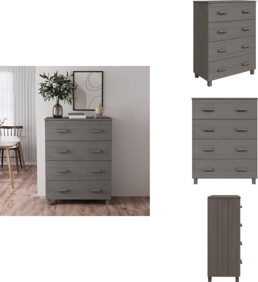 VidaXL Dressoir Dressoirs Kast Dressoirkast Dressoir HAMAR 79x40x103-5 cm massief grenenhout lichtgrijs