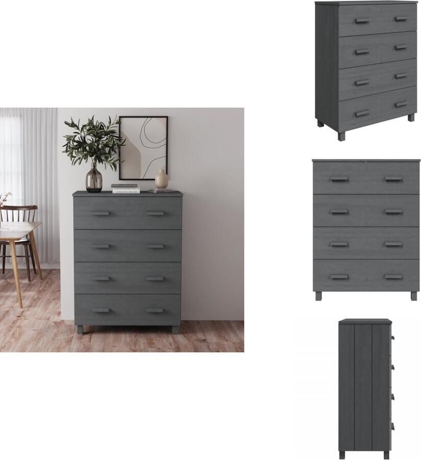 VidaXL Dressoir Dressoirs Kast Dressoirkast Dressoir MOLDE 90x40x103-5 cm massief grenenhout donkergrijs