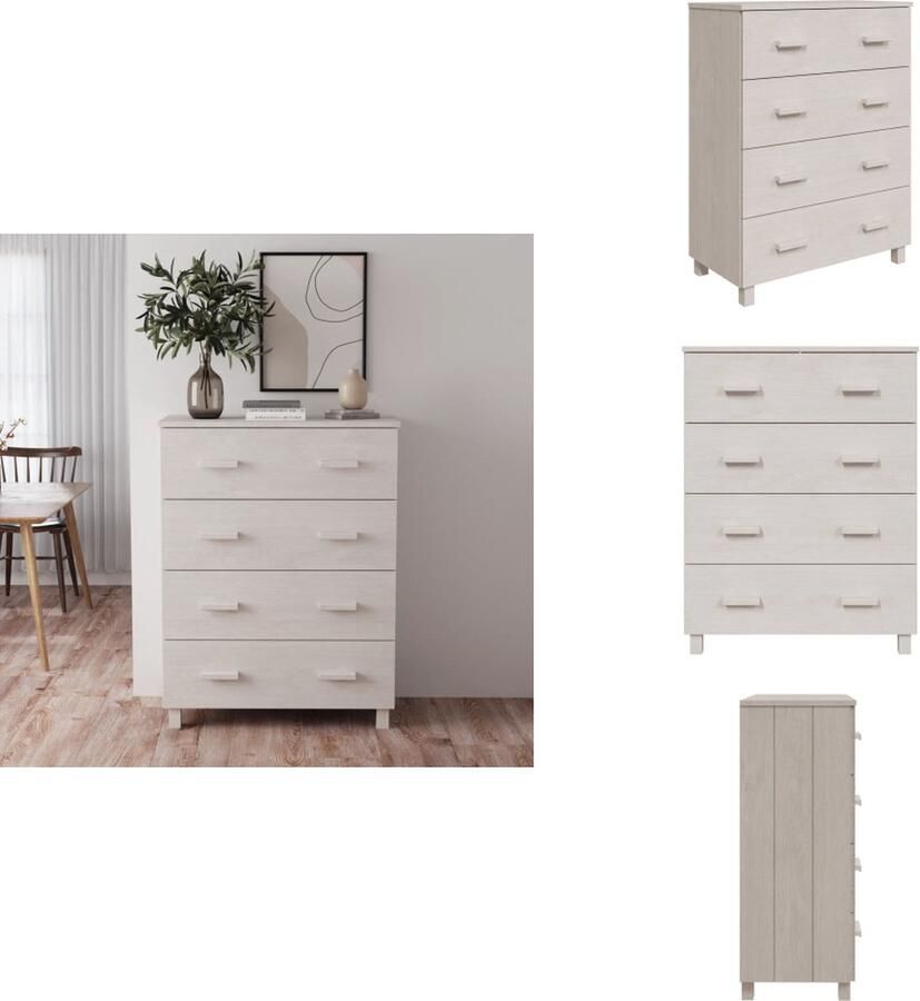 VidaXL Dressoir Dressoirs Kast Dressoirkast Dressoir HAMAR 90x40x103-5 cm massief grenenhout wit