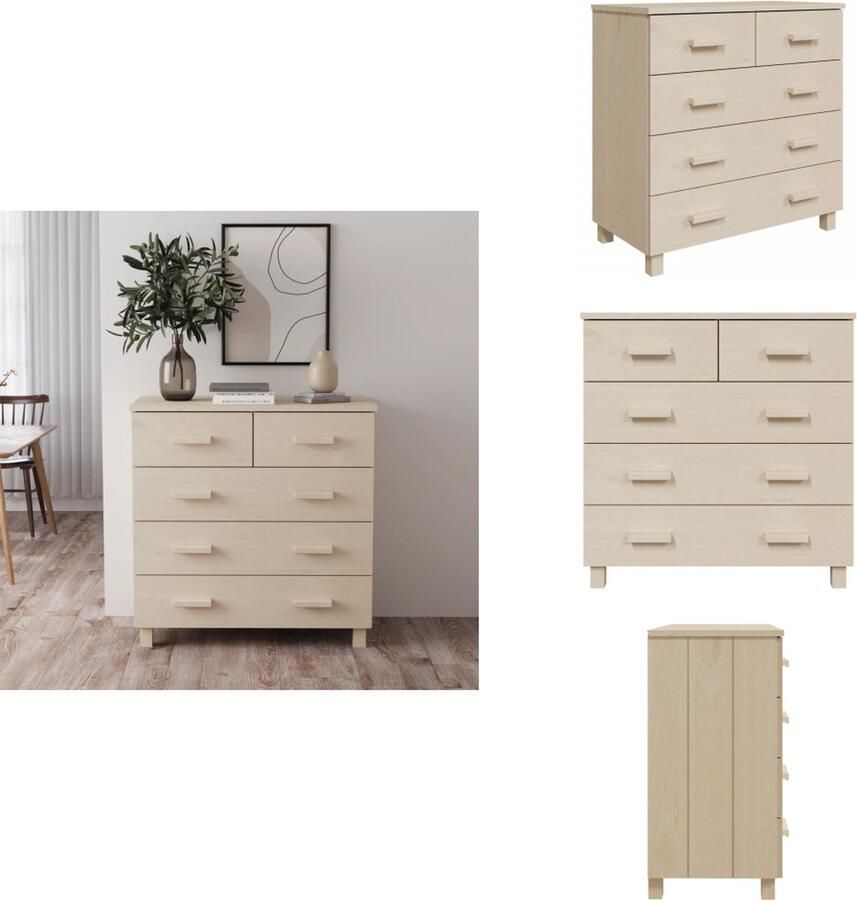 VidaXL Dressoir Dressoirs Kast Dressoirkast Dressoir HAMAR 79x40x80 cm massief grenenhout honingbruin - Foto 2