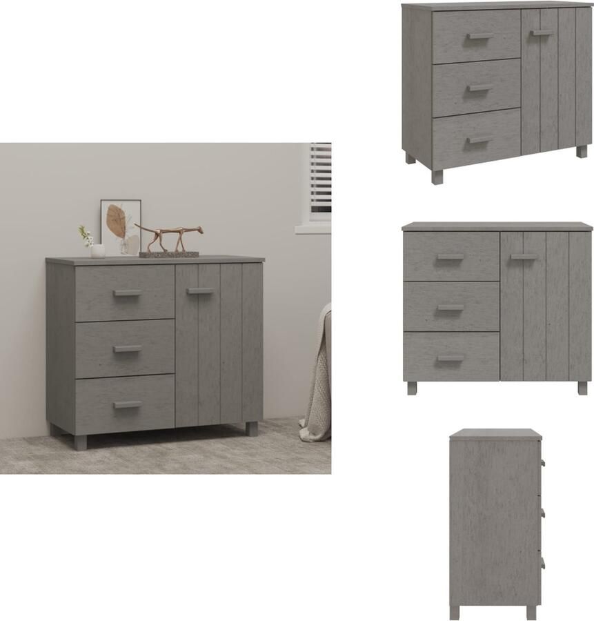 VidaXL Dressoir Dressoirs Kast Dressoirkast Dressoir HAMAR 90x40x80 cm massief grenenhout lichtgrijs