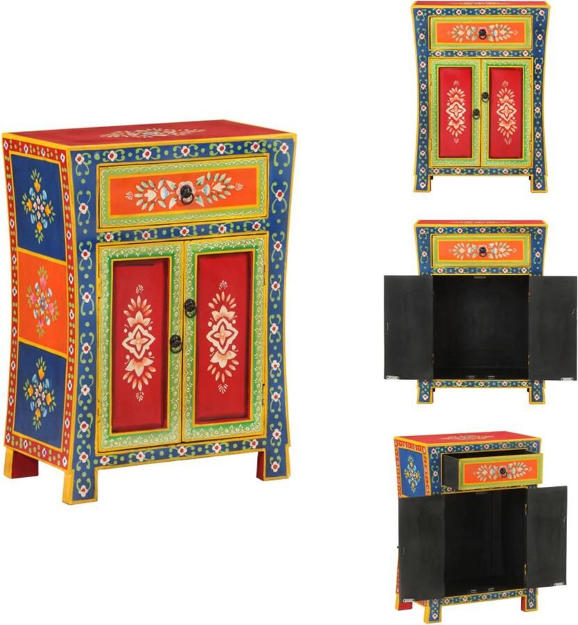 VidaXL Dressoir Dressoirs Kast Dressoirkast Dressoir handgeschilderd 54x30x74 cm massief mangohout