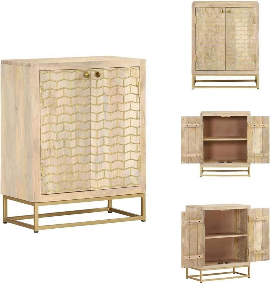 VidaXL Dressoir Dressoirs Kast Dressoirkast Dressoir met 2 deuren 55x30x70 cm massief mangohout
