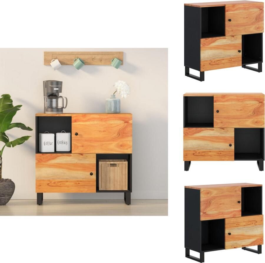 VidaXL Dressoir Dressoirs Kast Dressoirkast Dressoir met 2 deuren 80x33x75 cm massief acaciahout