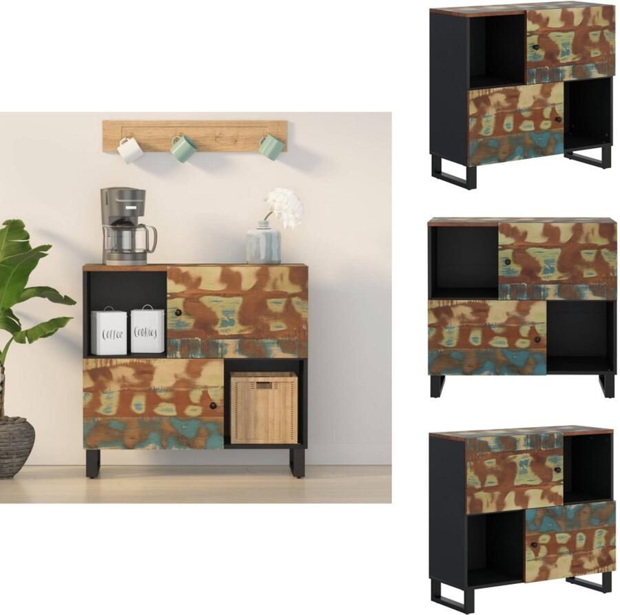 VidaXL Dressoir Dressoirs Kast Dressoirkast Dressoir met 2 deuren 80x33x75 cm massief gerecycled hout