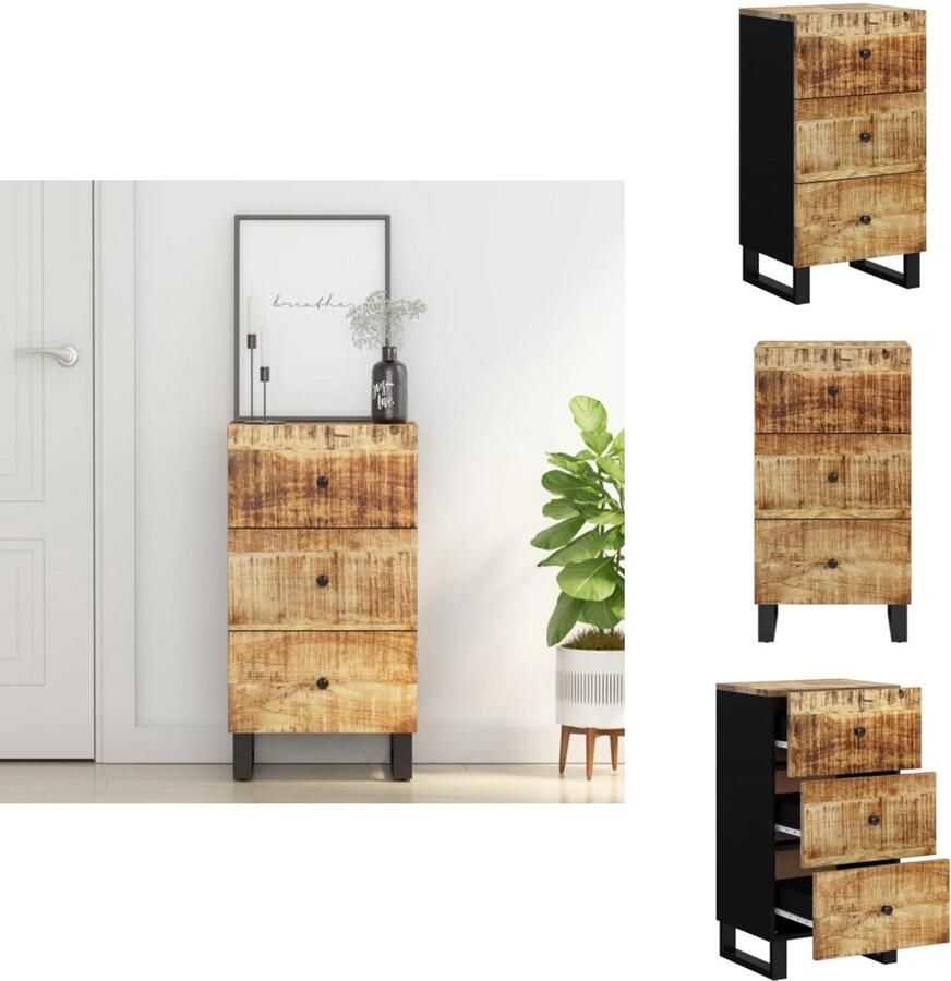 VidaXL Dressoir Dressoirs Kast Dressoirkast Dressoir met 3 lades 40x33 5x75 cm massief mangohout