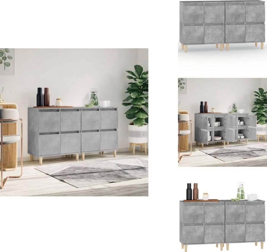 VidaXL Dressoir Dressoirs Kast Dressoirkast Dressoirs 2 st 60x35x70 cm bewerkt hout betongrijs - Foto 2