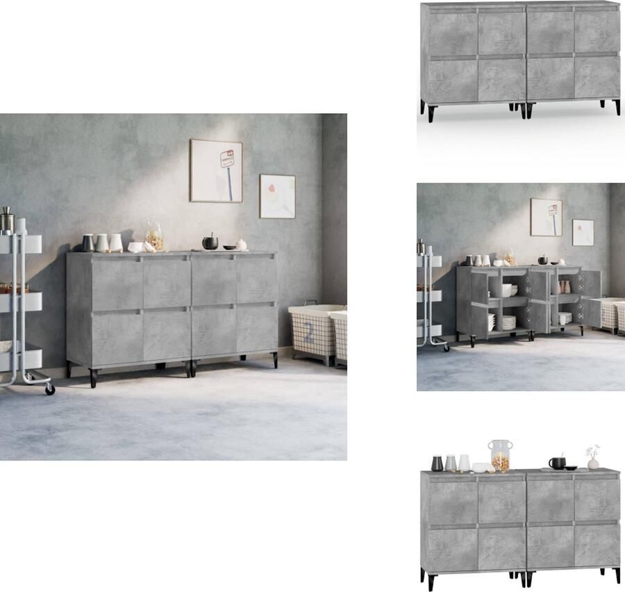 VidaXL Dressoir Dressoirs Kast Dressoirkast Dressoirs 2 st 60x35x70 cm bewerkt hout betongrijs - Foto 3