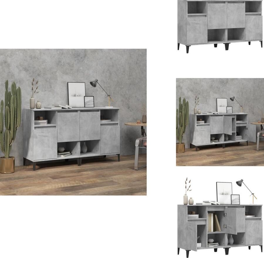VidaXL Dressoir Dressoirs Kast Dressoirkast Dressoirs 2 st 60x35x70 cm bewerkt hout betongrijs