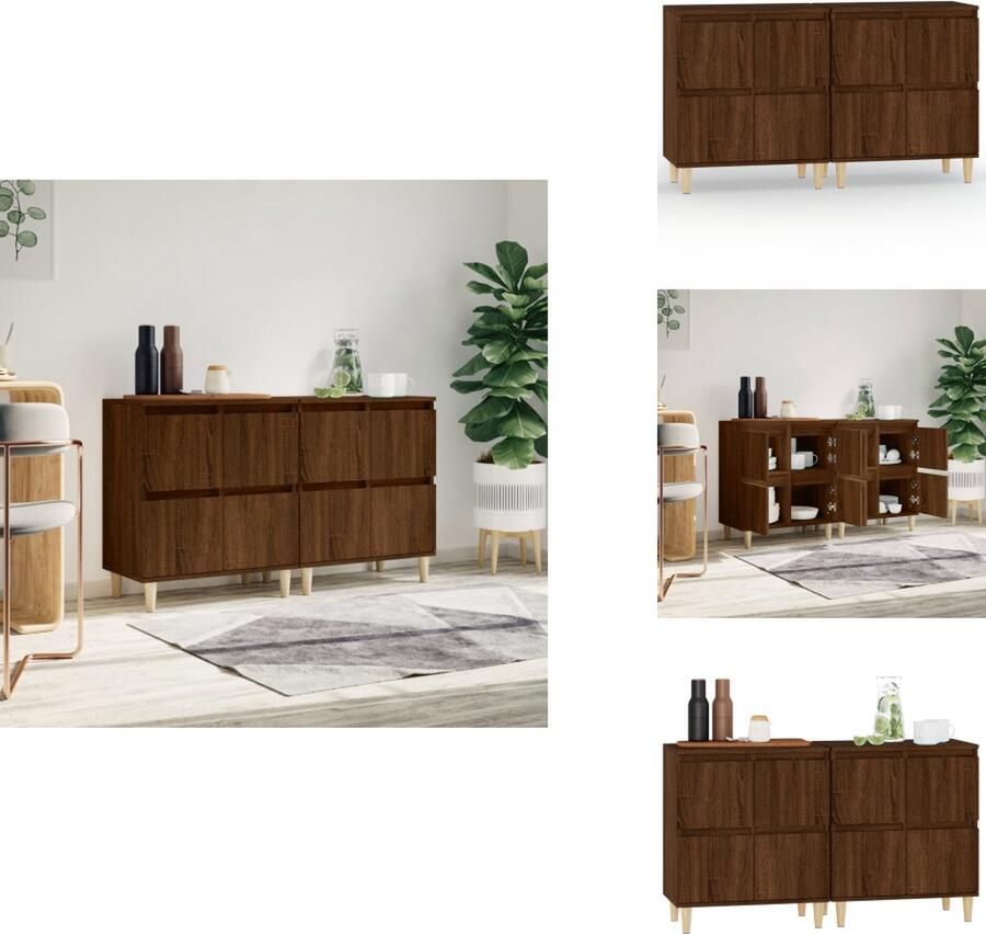 VidaXL Dressoir Dressoirs Kast Dressoirkast Dressoirs 2 st 60x35x70 cm bewerkt hout bruineikenkleurig